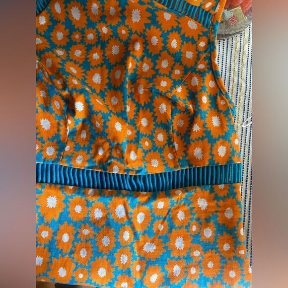 STAUD Atlas Top Sleeveless Orange Blue Daisy Linen Cotton Blend Shirt Sz 0 NWT - Picture 15 of 17